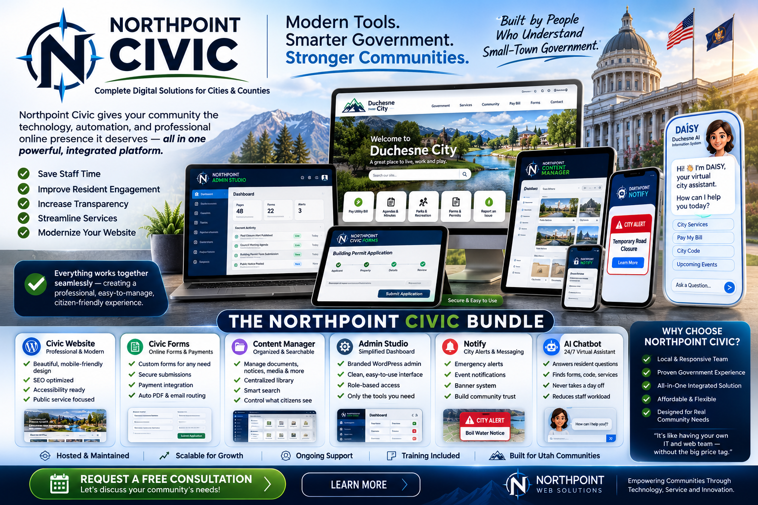 Northpoint Civic bundle shown across desktop, tablet, and mobile devices
